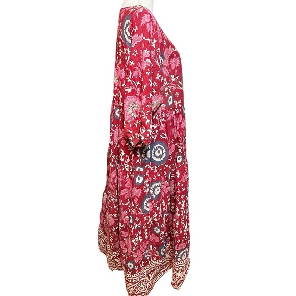 Natural Life, Auguste Red Mixed Floral Tiered Bohemian Maxi Dress - Picture 11 of 16